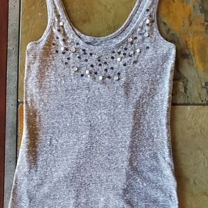 Gray Embellished Women's Tank Top